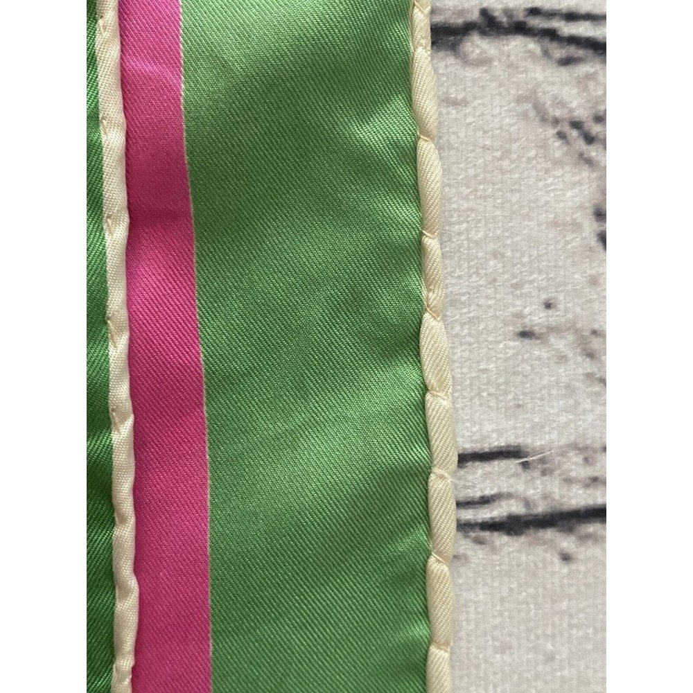 Burmel Vintage 1960's Pink Green Stripe Hand Rolled All Silk Scarf 13x68 Italy - Picture 5 of 16
